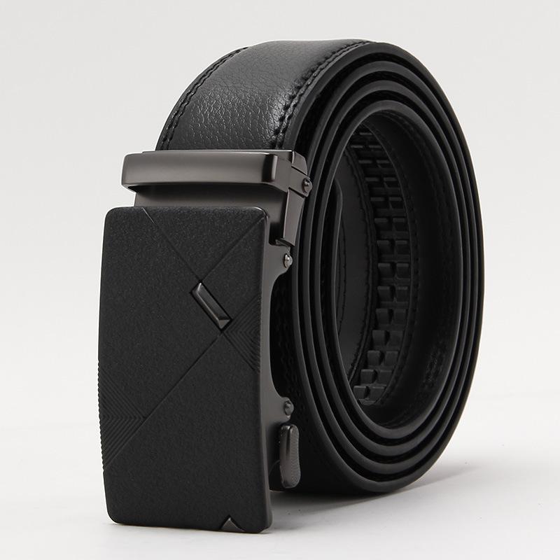 Frosted Automatic Buckle Edge Two-Layer Cowhide Belt, Business And Leisure Men'S Trendy Belt