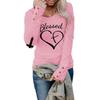 Tshirts For Women Long Sleeve,Round Sleeve Vertical Cross Casual Graphic Shirt,
