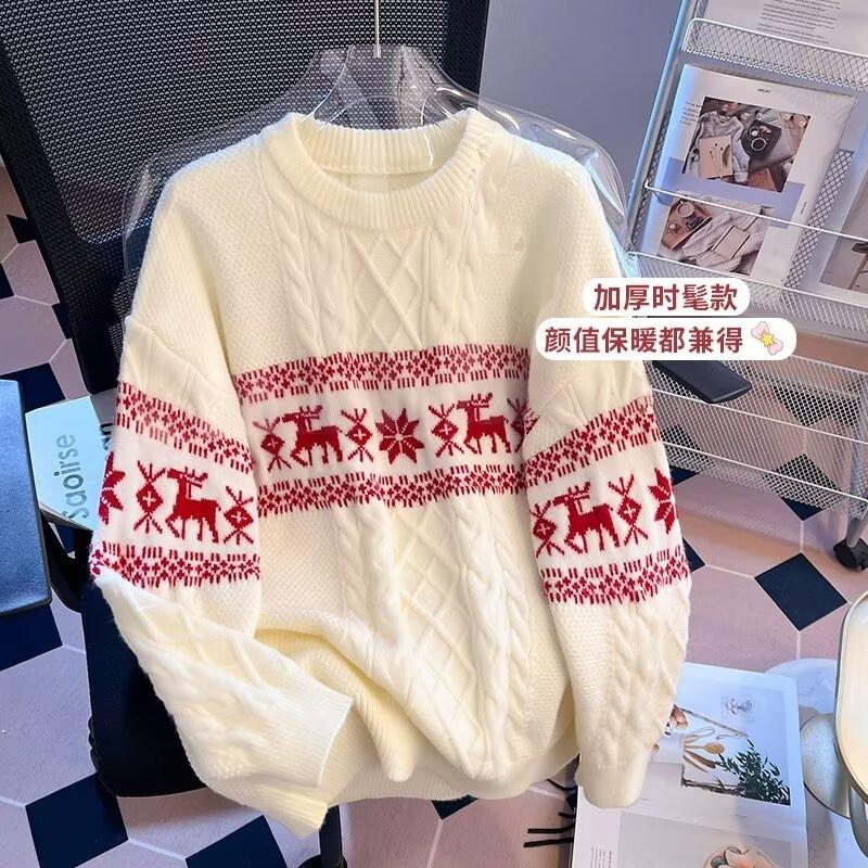 Girls Fair Isle Knit Sweater Winter Thick Soft Pullover Top Sweet Style