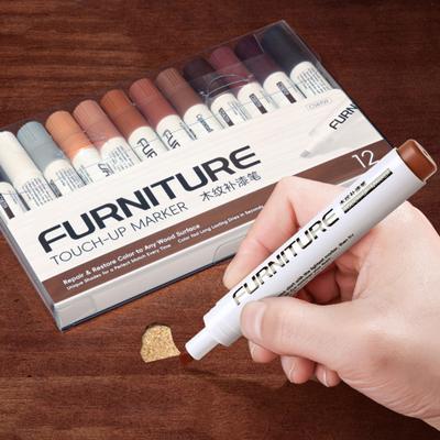 12Pcs/Set Touch-Up Marker Pen Professional 12 Colors Wooden Furniture Floor Table Cabinet Bedposts Tile Scratch Repair Cover-Up Paint Pen