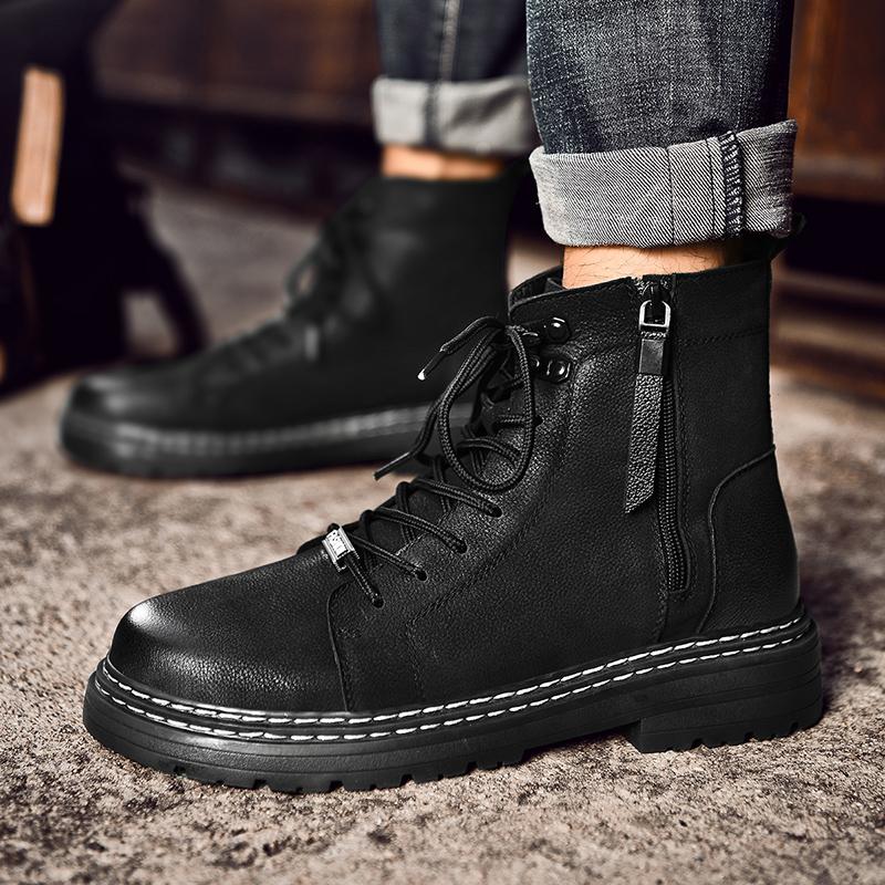 2024 Luxury Classy Handmade Precision Stitch Ankle Boots Casual Leather Flat Designer Boots Genuine Leather Shoes Combat Boots