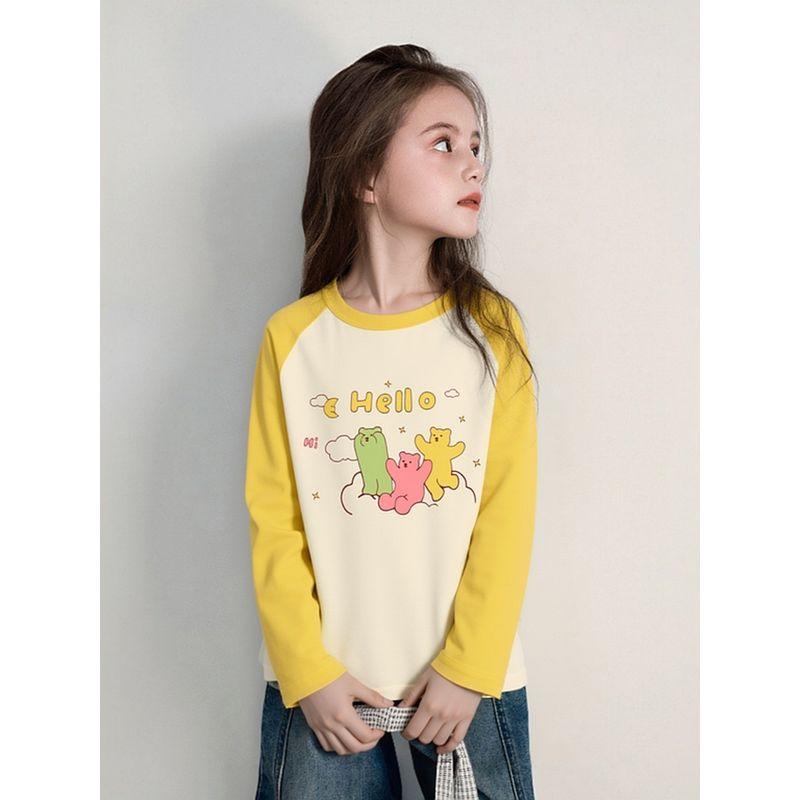 Brand Export Children's Clothing Pure Cotton Cartoon Print Long-Sleeve T-Shirt Girls' Base Shirt Autumn Baby Clothes Ins