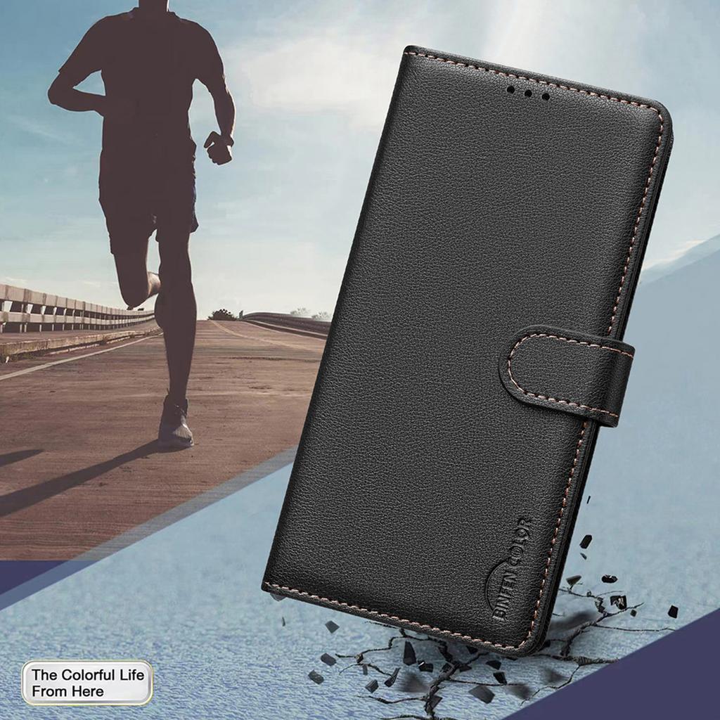 BINFEN COLOR BF32 For Motorola Moto G14 4G/G54 5G Phone Case Litchi Texture Leather RFID Blocking Cover