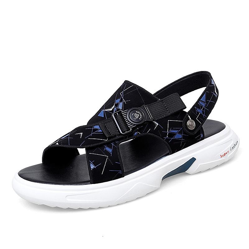 

Мужские сандалии, новые летние пляжные туфли, дышащая верхняя одежда двойного назначения, нескользящие, мягкие, с толстой задней частью, тапочки 45