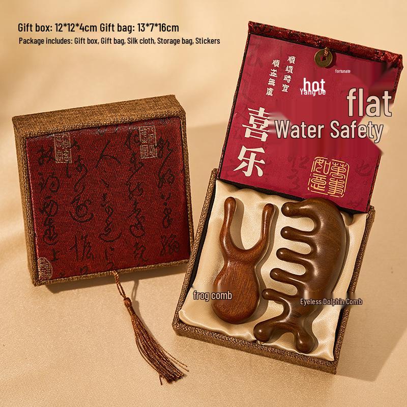 2026 Year of the Horse Chinese Sandalwood Comb Gift Box for Clients & Foreigners
