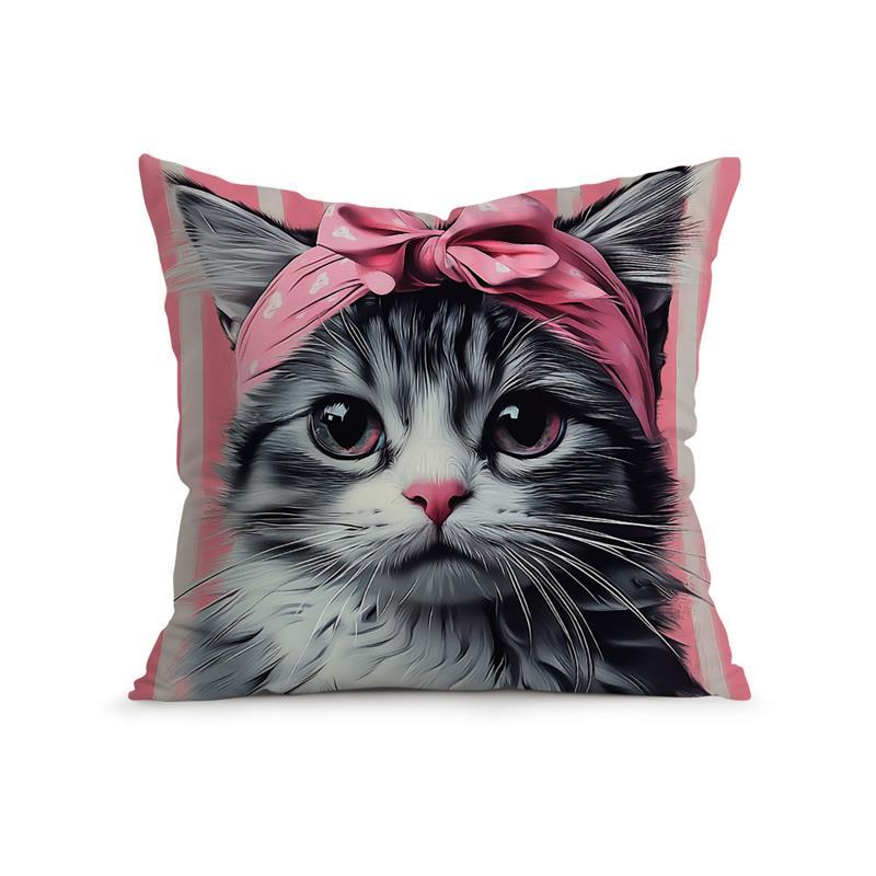Cat Pattern Cushion Pillowcase Printed 100% Polyester 45X45Cm Throw Pillowcover Decorative Sofa Cushion Pillowslip Home Decor