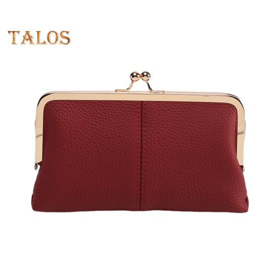 Женский клатч-кошелек, винтажный клатч с замком-поцелуем, дорожный кошелек из натуральной кожи с отделениями для нескольких карт, держатель для карт для свиданий, вечеринок, шопинга красный