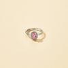 Elegant Pink Tourmaline & Zircon Oval Ring for Women