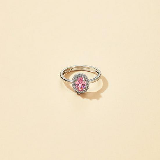 Elegant Pink Tourmaline & Zircon Oval Ring for Women