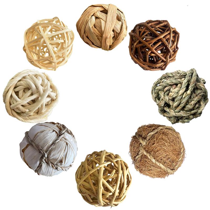 Natural Handmade Woven Rattan Teething and Chew Toy for Rabbits, Hamsters, and Chinchillas - Boredom Relief Ball
