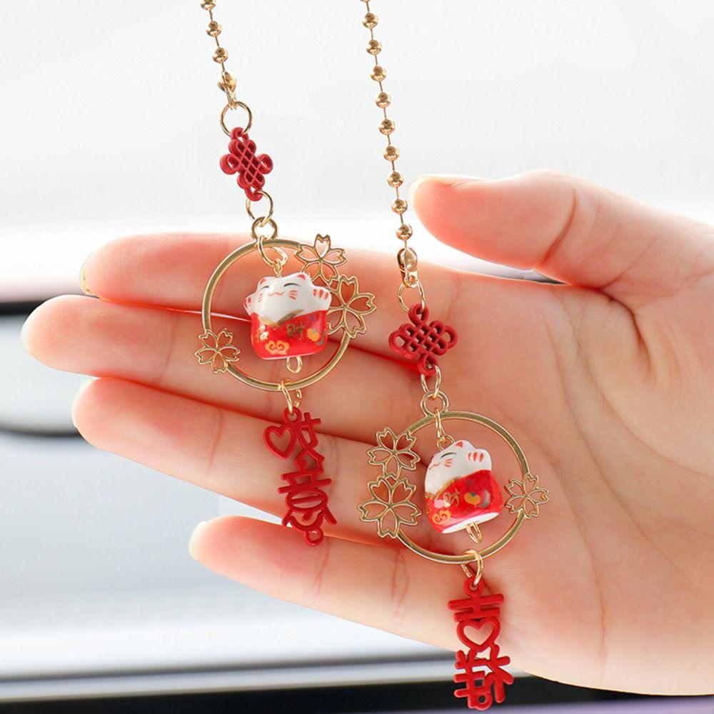 DIY Trinkets Lucky Cat Pendants Room Decoration Auto Rearview Mirror Pendant Car Hanging Pendants