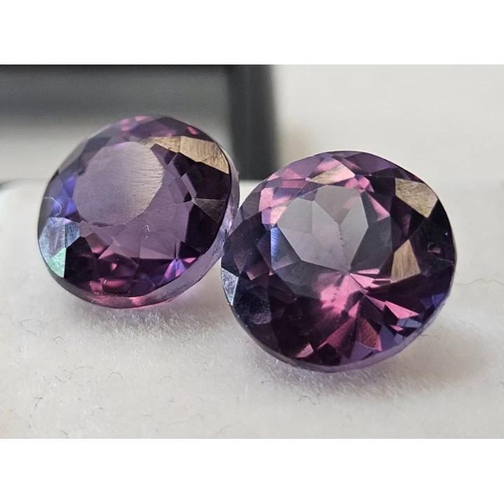 Beautiful Natural Color Change Alexandrite 10-11 Ct Round Cut Pair Gemstone