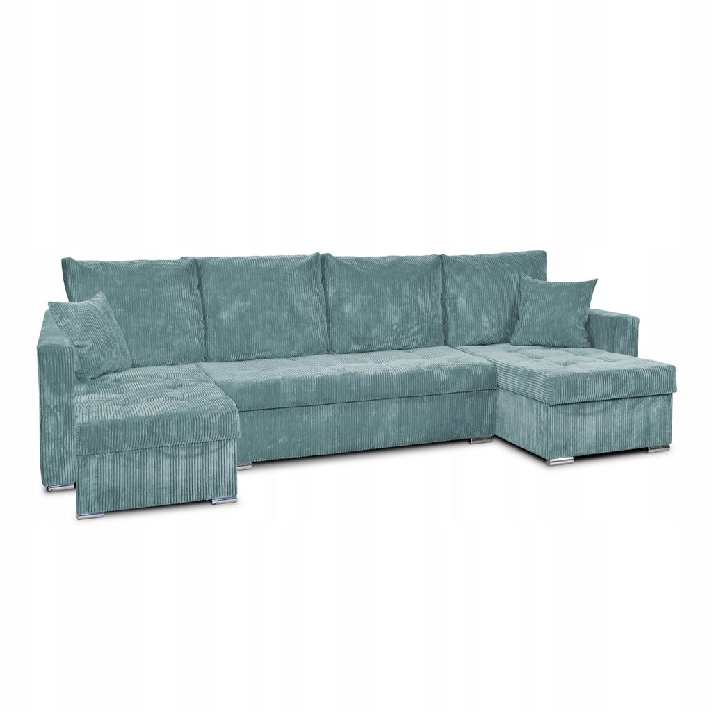 Bonito BIG Corner Sofa Bed Family Meble Corduroy Green