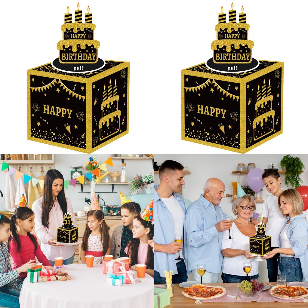 Black Gold Birthday Money Box For Party Decor And Gift Giving