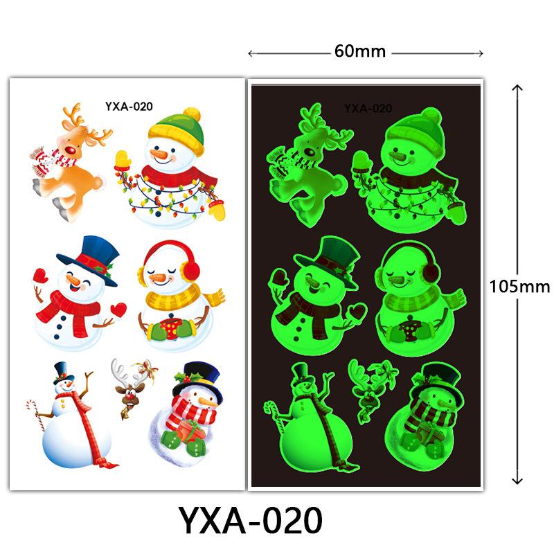 Christmas Luminous Tattoo Sticker Glowing Waterproof Sweat Cute Cartoon Holiday Party Temporary Sticker
