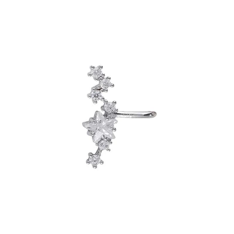 1PCS Zircon Star Without Hole Fake Earrings Single Ear Bone Clip Ear Cuffs Crystal Clip for Women Earrings Jewelry