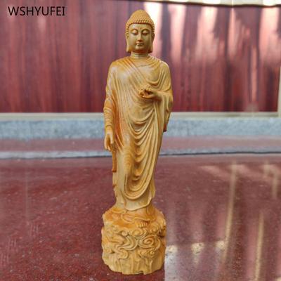Arredamento per la casa Scultura in legno di cipresso di roccia di Buddha Buddha Sculture in legno massello Artigianato Statue di Buddha offerte