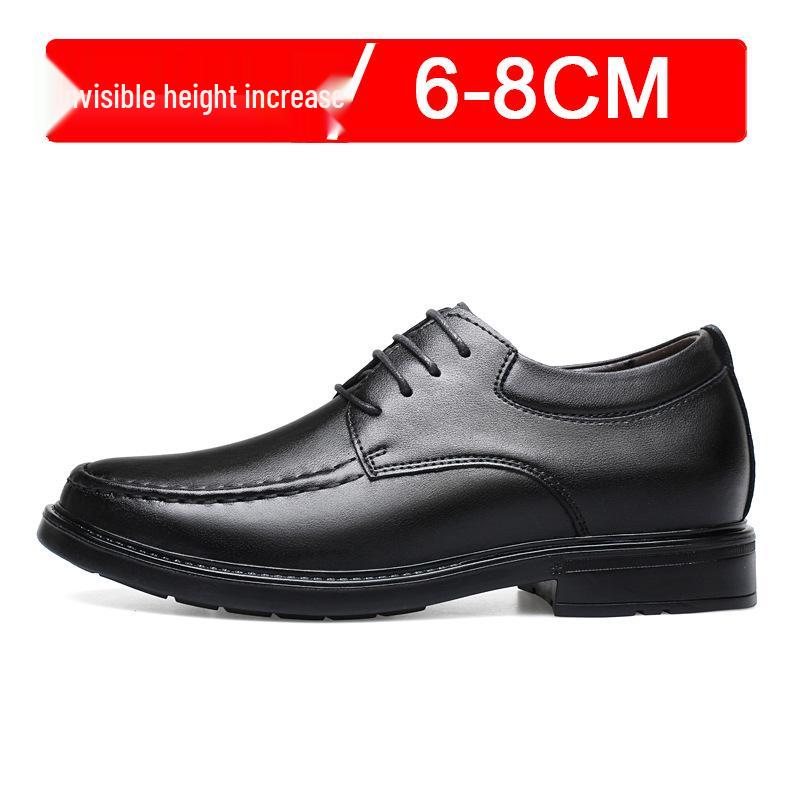 Men's Leather Cross-Strap Height-Increasing Shoes, 8CM Elevation, Stylish Formal/Casual, Large Size, Wedding-Ready