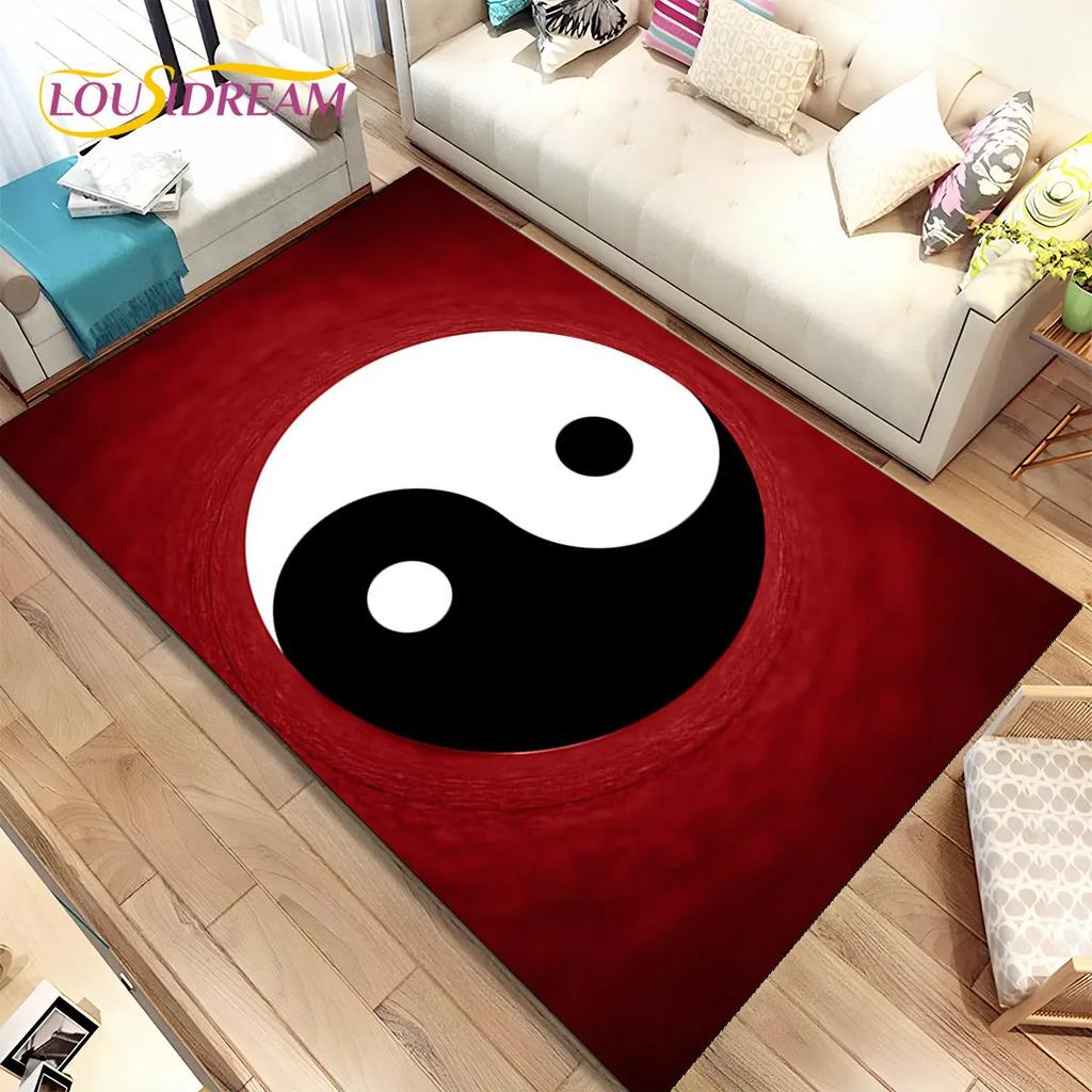 Chinese Tai Chi Bagua Yin Yang  Area Rug,Carpet Rug for Home Living Room Children Bedroom Sofa Doormat Decor,Non-slip Floor Mat