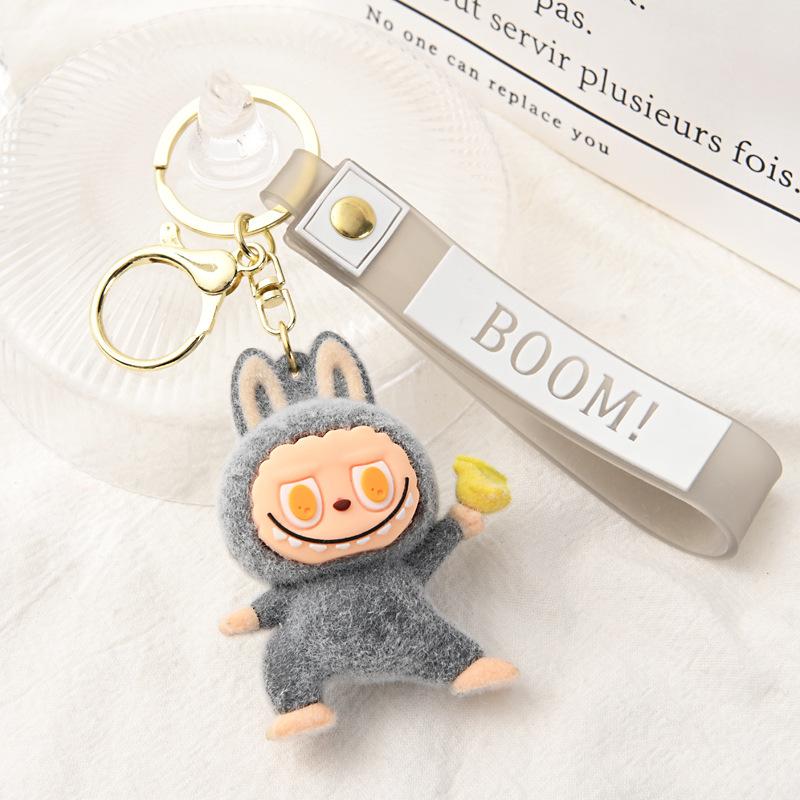Flocking Yoga Keychain Small Pendant Cartoon Cute Doll Keychain Small Gift