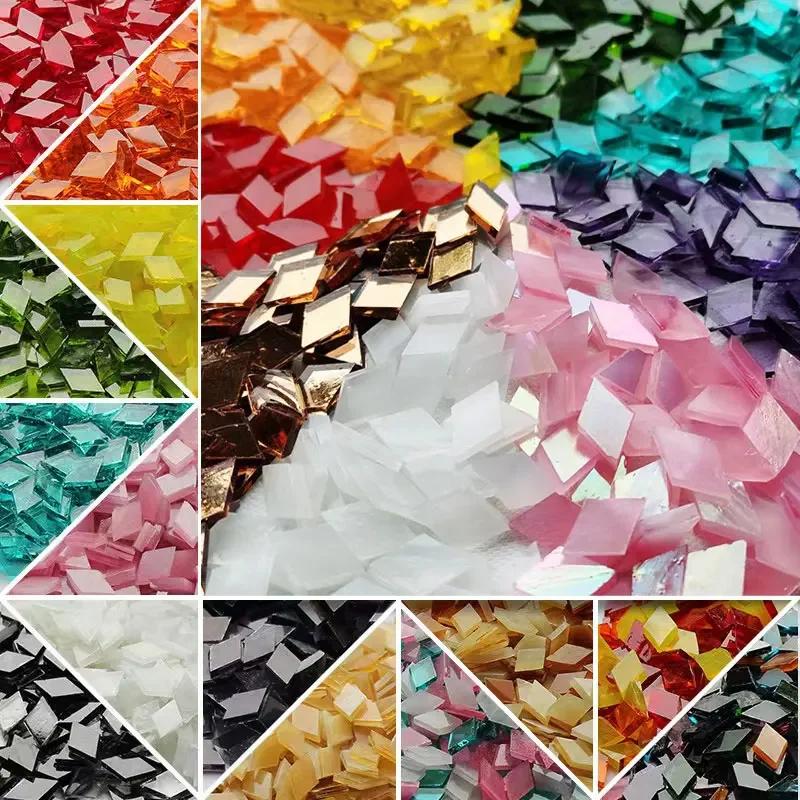 100g Clear Glass Mosaic Tiles Multi Color Mosaic Piece DIY Mosaic Making Stones for Craft Hobby Arts Home Wall Decoration Arte