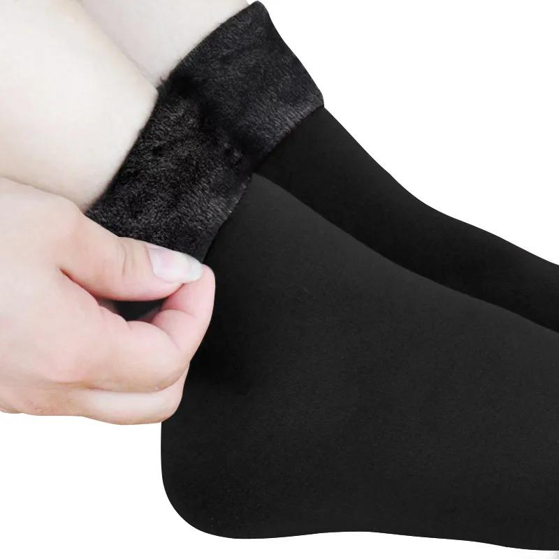 New velvet women winter warm thicken thermal socks soft casual solid color sock wool cashmere home snow boots floor sock 1pairs