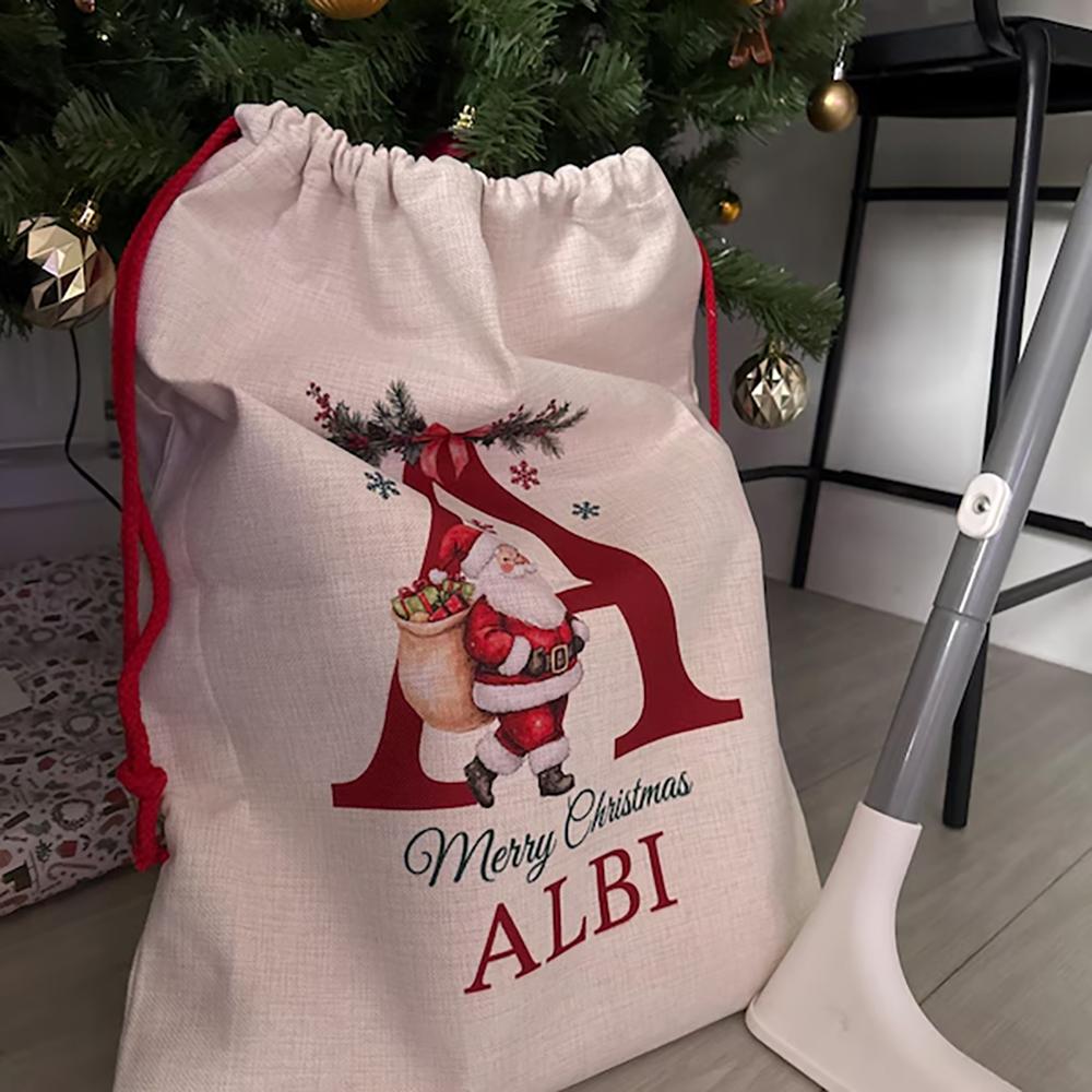 Custom Santa Sack Canvas Christmas Present Gift Bag for Him Her Kids Adult Decoration Christmas Ornaments New Year Xmas Stocking
