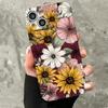 Luxury Pink Flower Phone Case For iPhone 16 15 14 13 12 11 Pro Max Mini X XS XR SE 7 Plus Shockproof Silicone Soft Cover Fundas