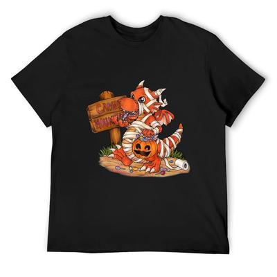 Funny Dragon In a Mummy Costume for Halloween T-Shirt Anime Graphics Blue Archive Mens T Shirts