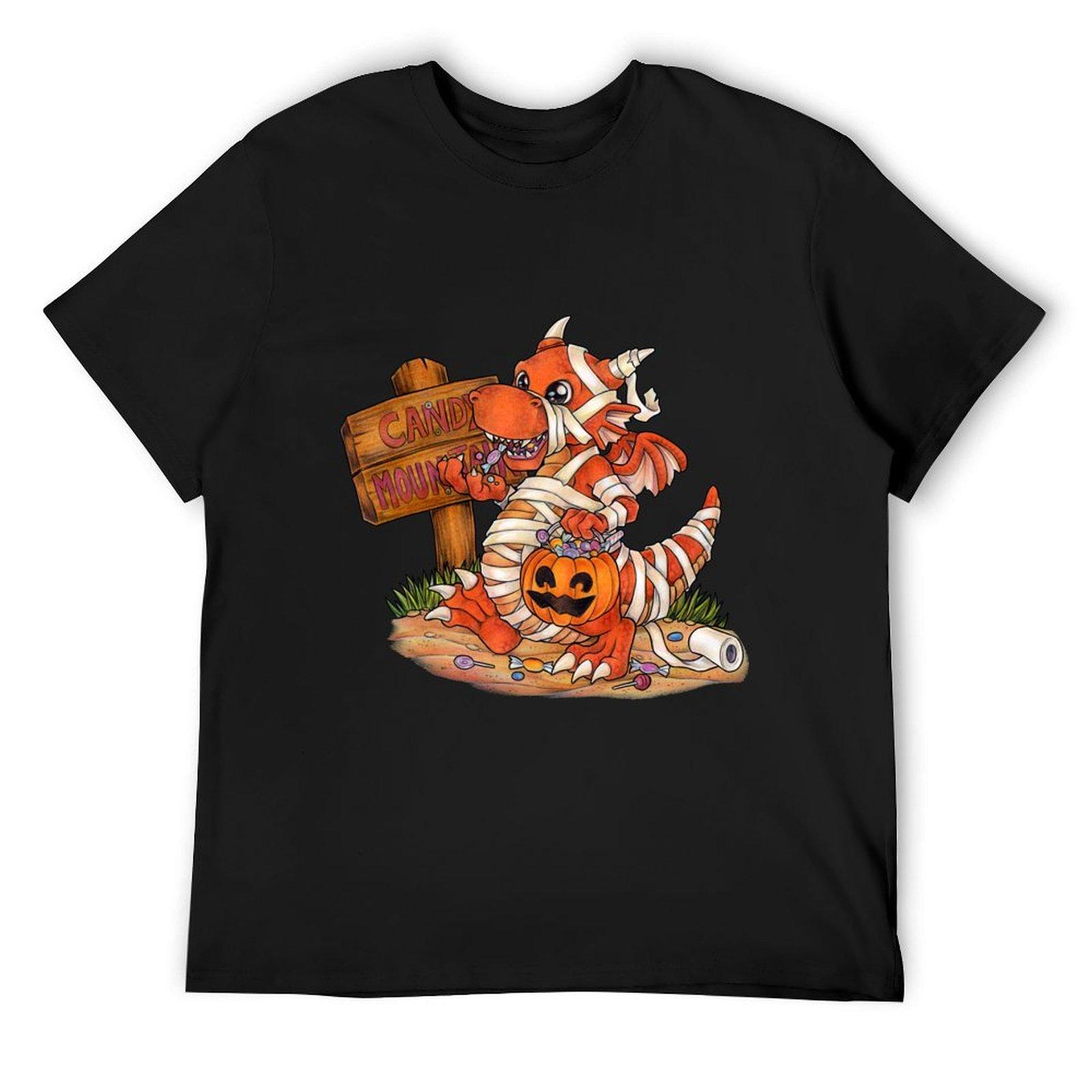 

Funny dragon in a mummy costume for Halloween T-Shirt anime graphics blue archive mens t shirts 4XL
