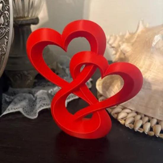 yangyizhi Intertwined Hearts Figurine, 3D Printed Love Statue, Table Centerpiece Sculpture for Living Room Wedding Romantic Gift