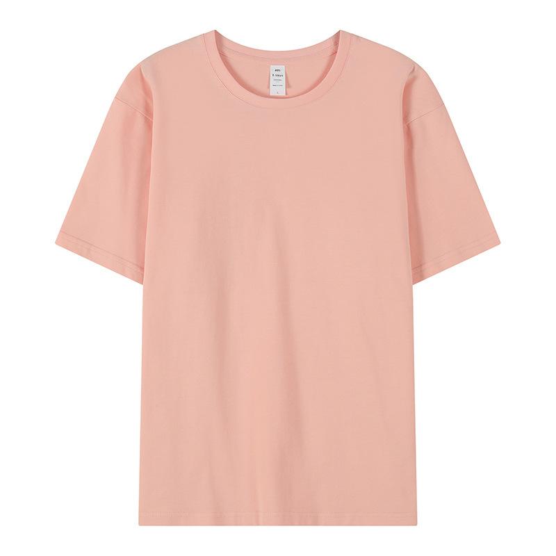 YPRS210g oversize double yarn pure cotton short-sleeved T-shirt for men and women, white heavy loose trendy bottoming shirt