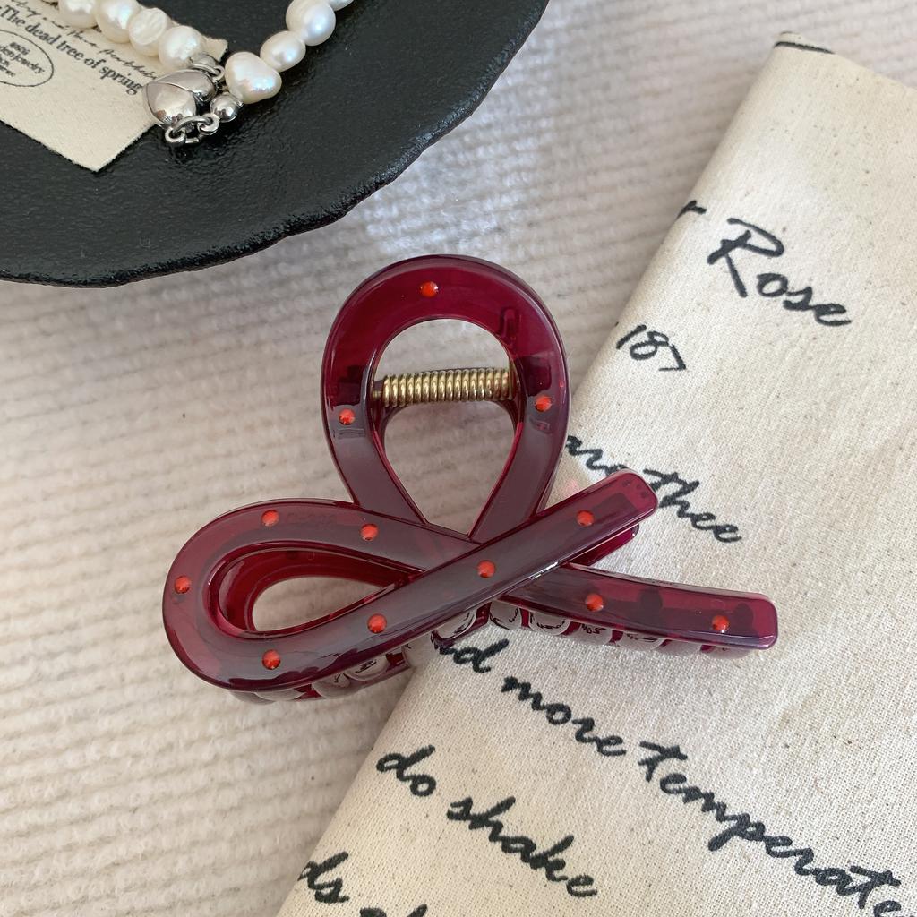 Vintage Zarte Geometrische Ausgehöhlte Gepunktete Fuchsienfarbene Haarklammer Schlichte Mode PVC Große Haarklammer Haaraccessoires