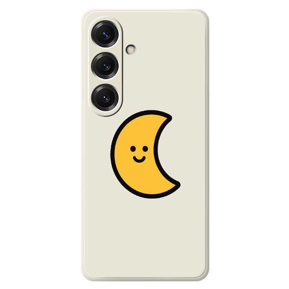 For Samsung Galaxy S25 Case Yellow Moon Pattern Printing Straight Edge TPU Phone Back Cover