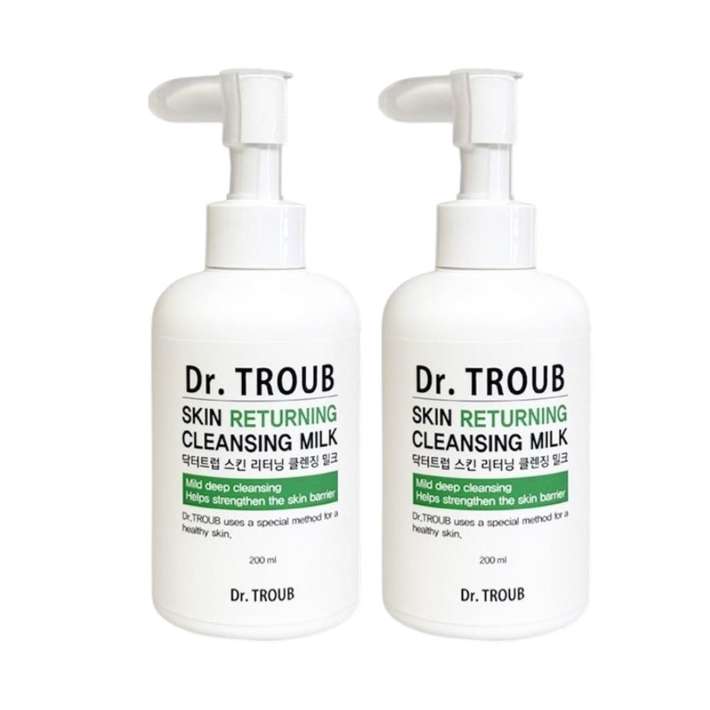 

SIDMOOL Dr.Troub Skin Returning Cleansing Milk - Gentle Hypoallergenic Face Wash for Sensitive & Damaged Skin (200ml x 2pcs Set)