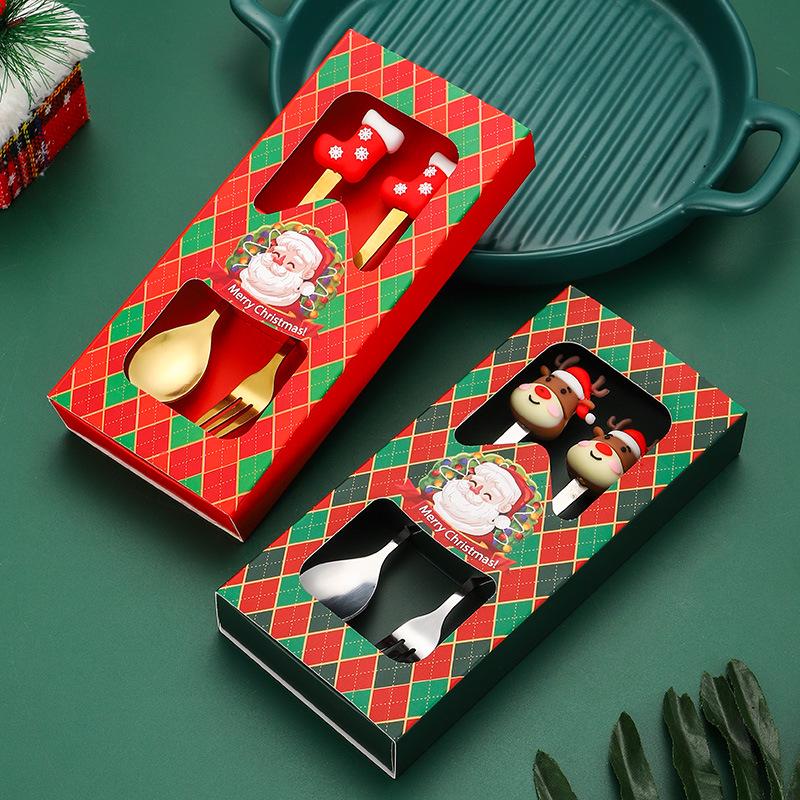 Creative Stainless Steel Christmas Tree & Reindeer Cutlery Set: Spoon & Fork