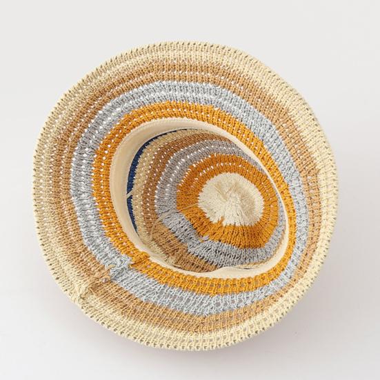 Straw Hat Rainbow Design Foldable Lightweight Breathable Sun Protection Hat Outdoor Activities Beach Travel Casual Wear