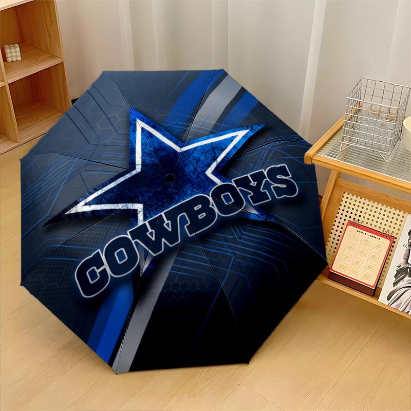 Dallas Cowboys Print Auto 8?Ribs Folding Umbrella Wind Resistant Lightweight Automatic Umbrella For Daily Travel
