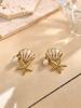 Cross-Border Glazed Starfish & Shell Pearl Stud Earrings - Light Luxury Beach Jewelry