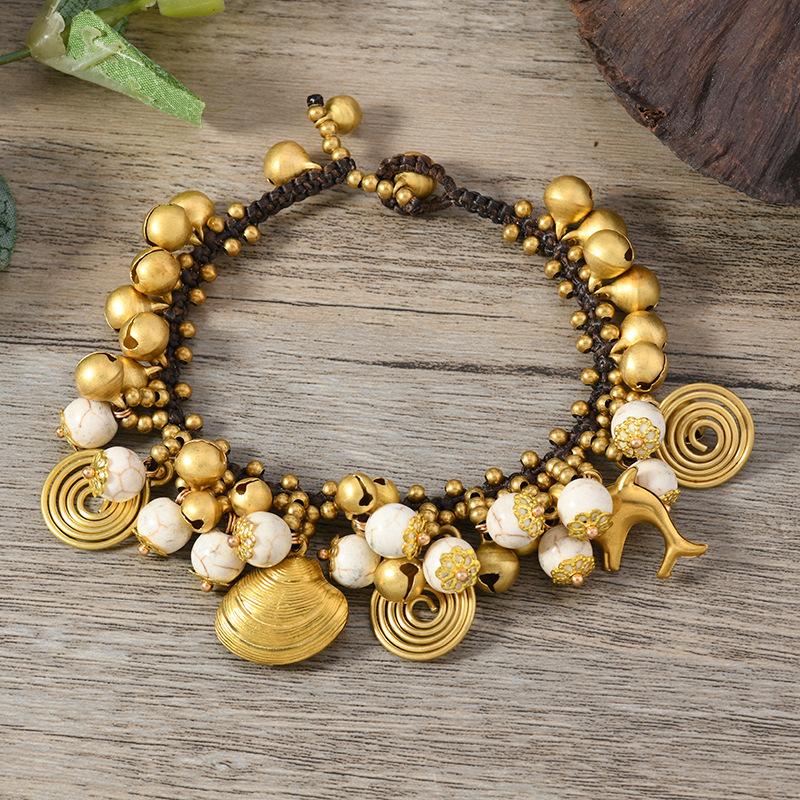Handwoven Bohemian Bell Bracelet Vintage Vacation Niche Personality Exotic Female Hand Rope Accessories
