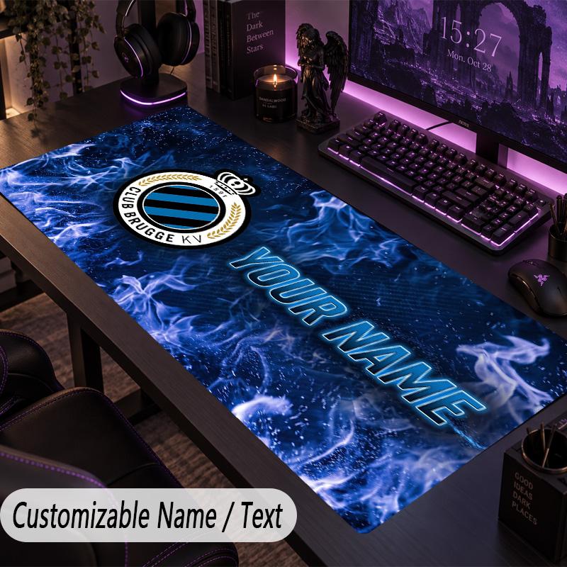 Custom Text Big Mousepad, Extended Desk Pad For Laptop Work GameClub Brugge FC
