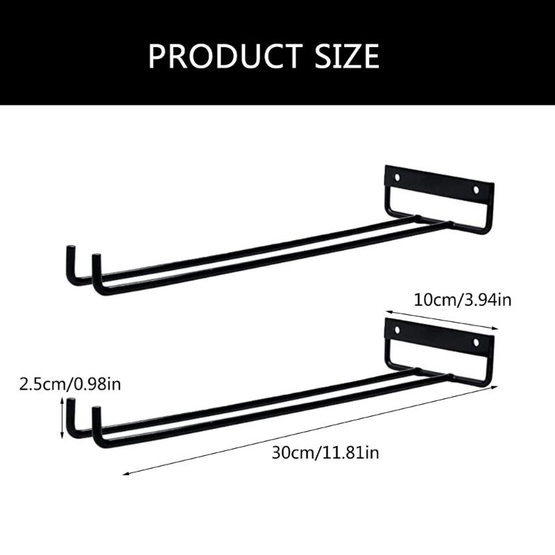 Set of 4 Under Cabinet Wine Glass Organizers Space Saving Designs Sturdy Iron Stemwares Hanger for Kitchen Decoration