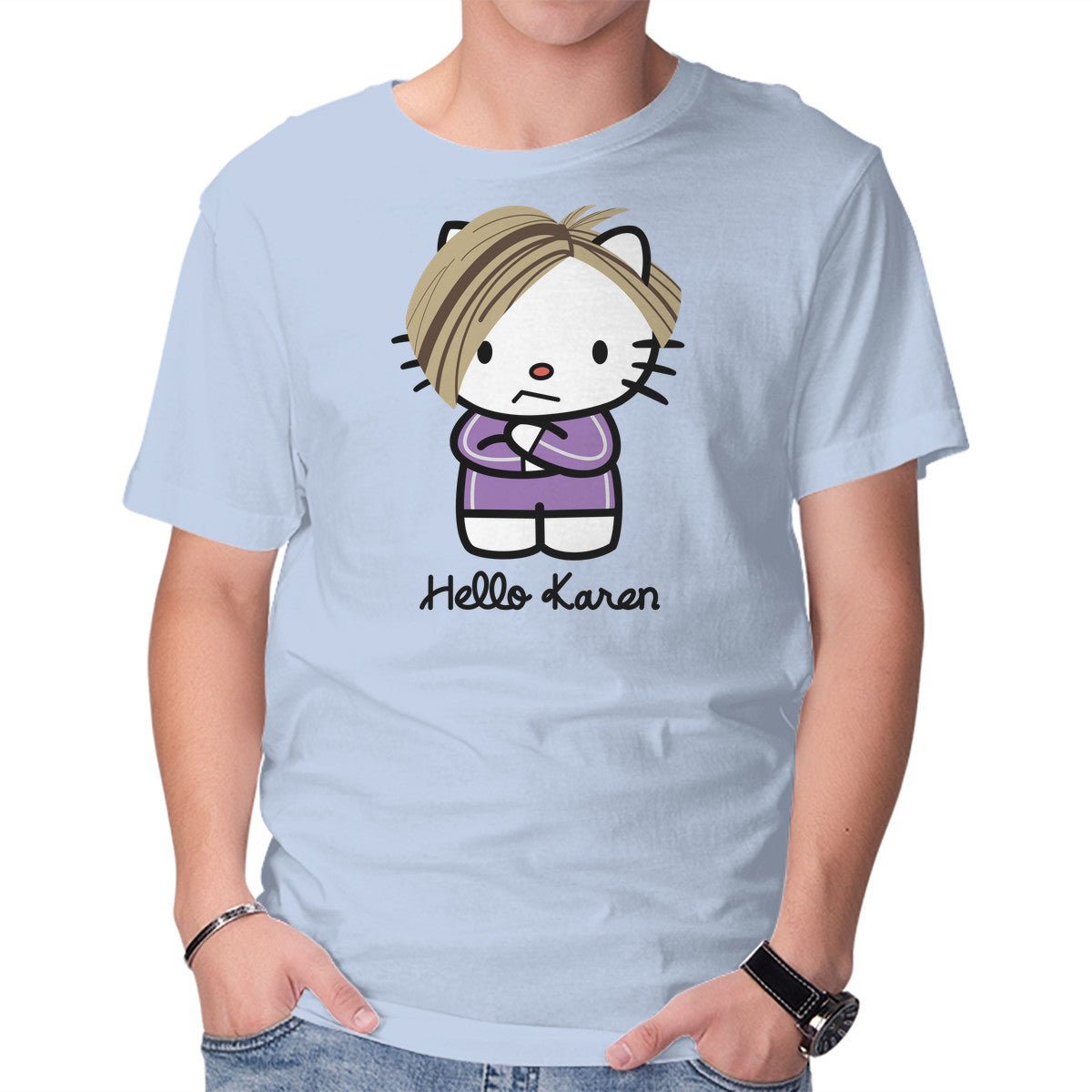Unisex Crew Neck T-Shirt Hello Karen Graphic Short Sleeve Casual Tee XL