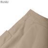 ZANZEA Womens Casual Elastic Waist Loose Wide Leg Cropped Pants