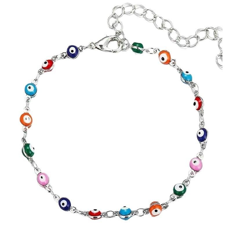 Minimalistisches handgefertigtes Fußkettchen mit bösem Blick: Europäischer und amerikanischer Strand-Damenschmuck im hochwertigen Nischendesign