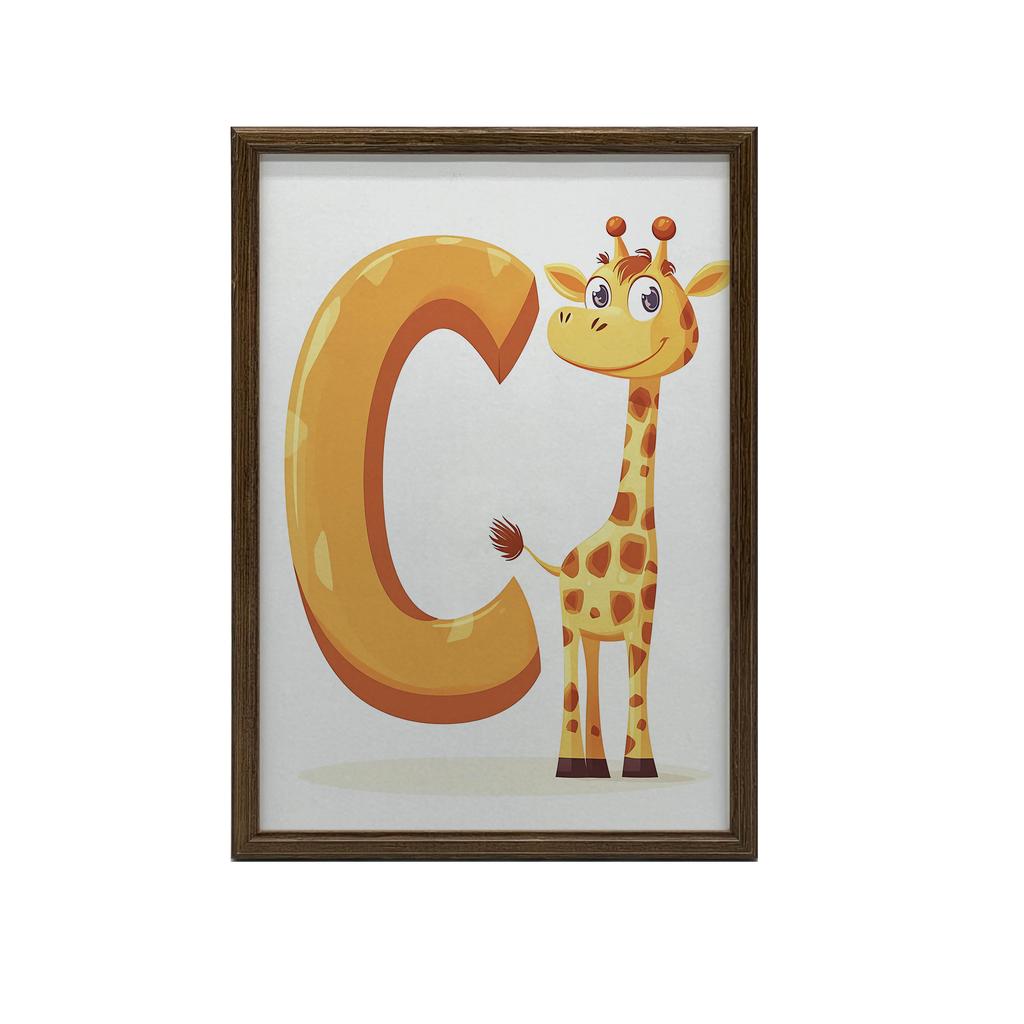 Plakat Żyrafa Z Literą C Plakat Żyrafa Z Literą C, 50X70 Cm, Bez Ramy, Płótno Premium Na Blejtramie