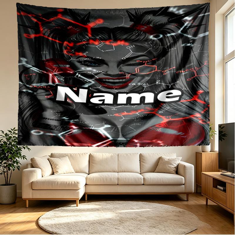 Custom Name Personalized Superhero Print Tapestry, Wall Art Decor, Bedroom, Dorm, Apartment, LivingRoom, Party Backdrop, Gift for Birthday