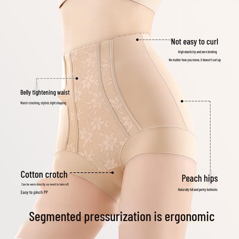 Tingmei Women's High-Waist Seamless Tummy Control Lace Briefs