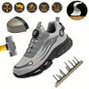 Rotating Button Safety Work Shoes for Men Wear-Resistant Anti-Tailor Anti-Impact Safety Boots Durable Protective Athletic Shoes