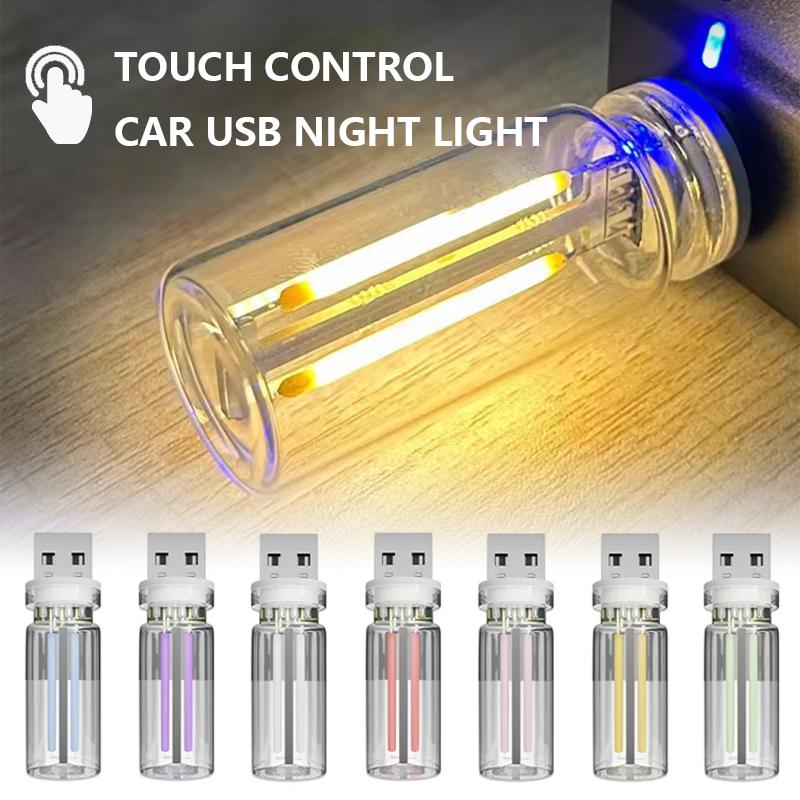 Car USB Night Light Touch Control Incandescent Atmosphere Lights Decorative Portable Lighting Plug Play LED Filament Lamp Bulb